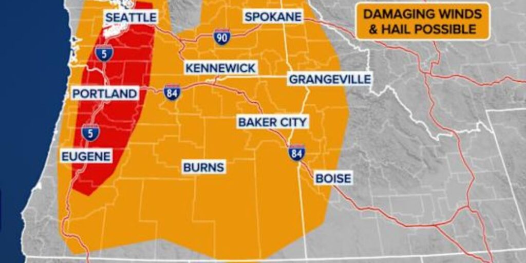 Severe Thunderstorms to Hit Pacific Northwest With Quarter-size Hail, Strong Winds, and Tornado Risk