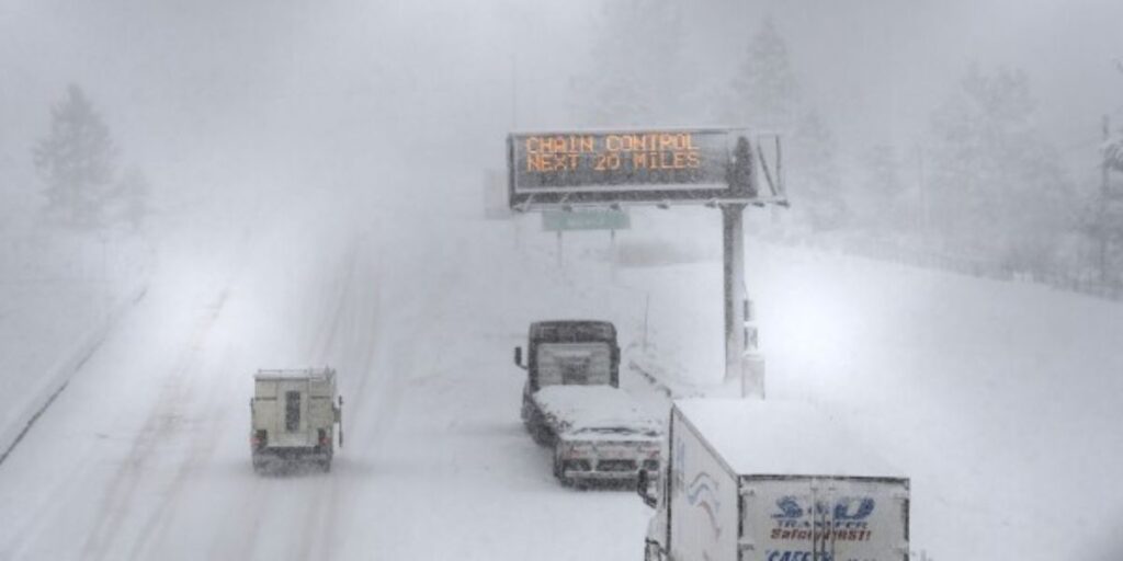 I-80 Westbound Closed at Nevada Border as Sierra Storm Dumps Up to 5 Feet of Snow