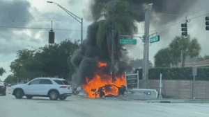 One Dead, Several Hurt as Car Bursts Into Flames in Hollywood Crash